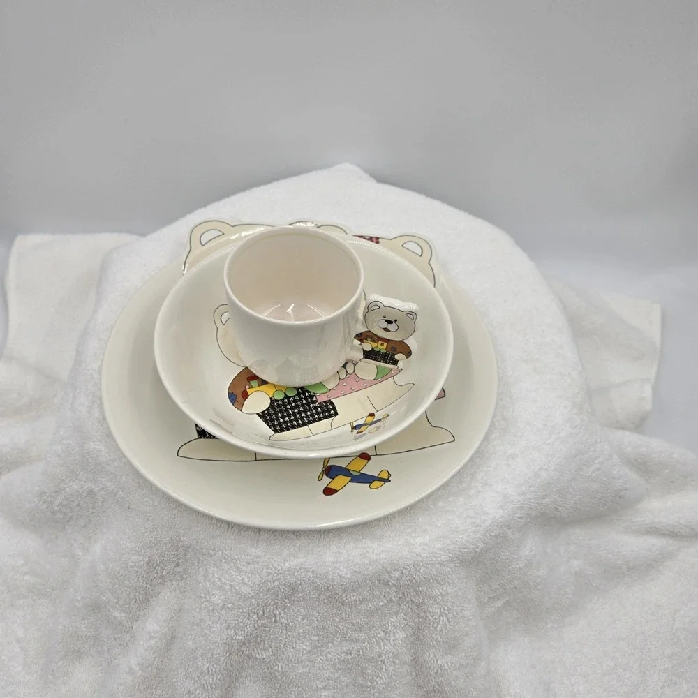 Mikasa Playtime Bears Children's Dinnerware Set 3 Piece Plate Bowl Cup Japan